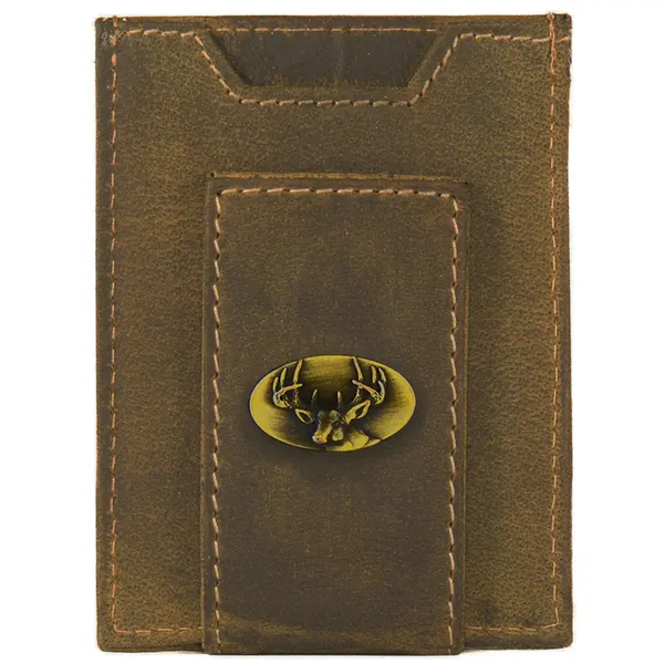 BUCK VINTAGE TAN LEATHER MAGNETIC FRONT POCKET WALLET