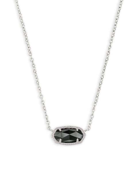 ELISA SHORT PENDANT NECKLACE - SILVER BLACK AGATE