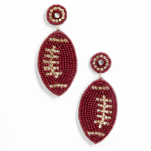 BROWN FOOTBALL BEAD  EARRINGS