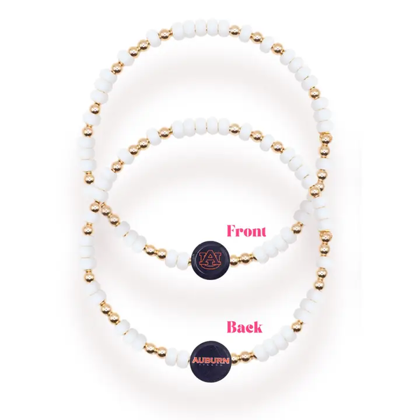AUBURN LOGO BRACELET - SPRINKLE WHITE