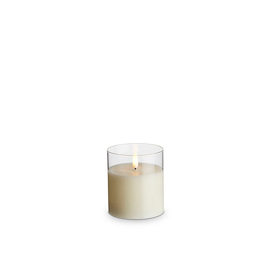 3.5X4 CLEAR GLASS IVORY PILLAR CANDLE