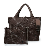 LONDON HANDWOVEN LARGE TOTE - ESPRESSO & BRONZE