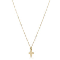 16" NECKLACE GOLD SIGNATURE CROSS SMALL GOLD CHARM