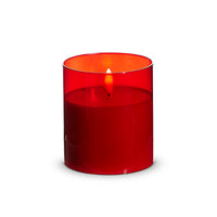 3.5X4 RED GLASS IVORY PILLAR CANDLE