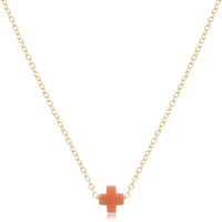 16" NECKLACE GOLD - SIGNATURE CROSS SMALL CORAL