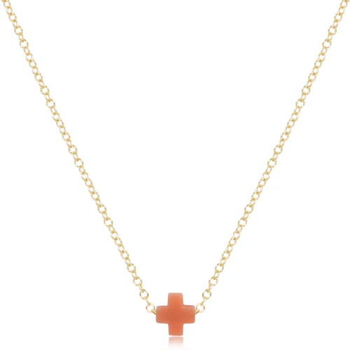 16" NECKLACE GOLD - SIGNATURE CROSS SMALL CORAL