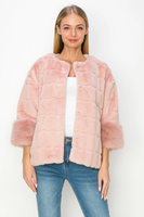 JINA 3/4 SLEEVE FUR JACKET - PINK