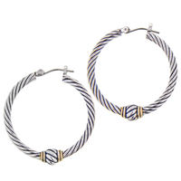 OVAL LINK TWISTED WIRE HOOP EARRING