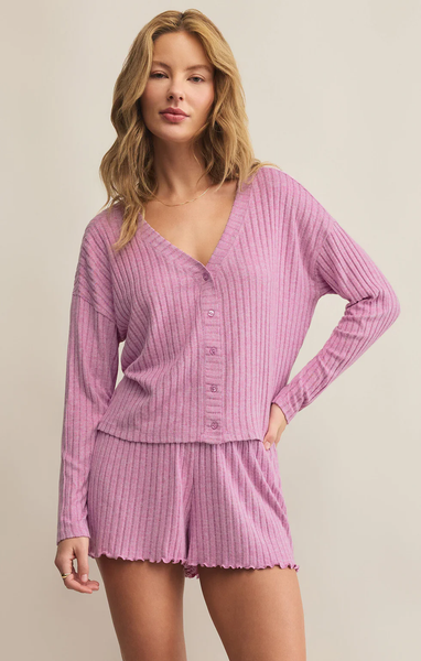 MARA LS CARDIGAN TOP - VIOLET GEM