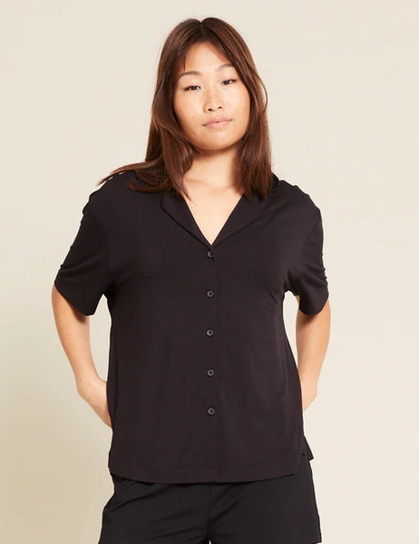 GOODNIGHT SHORT SLEEVE SLEEP SHIRT - BLACK